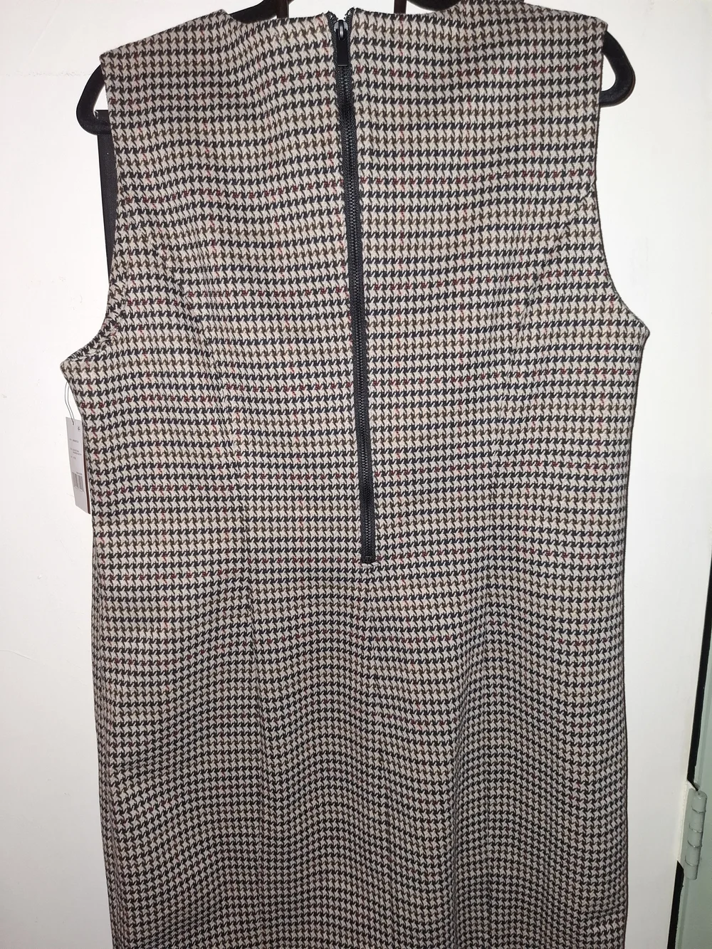 Liverpool Los Angeles Women’s 14 Black/Tan Houndstooth Shift Dress Round Zip